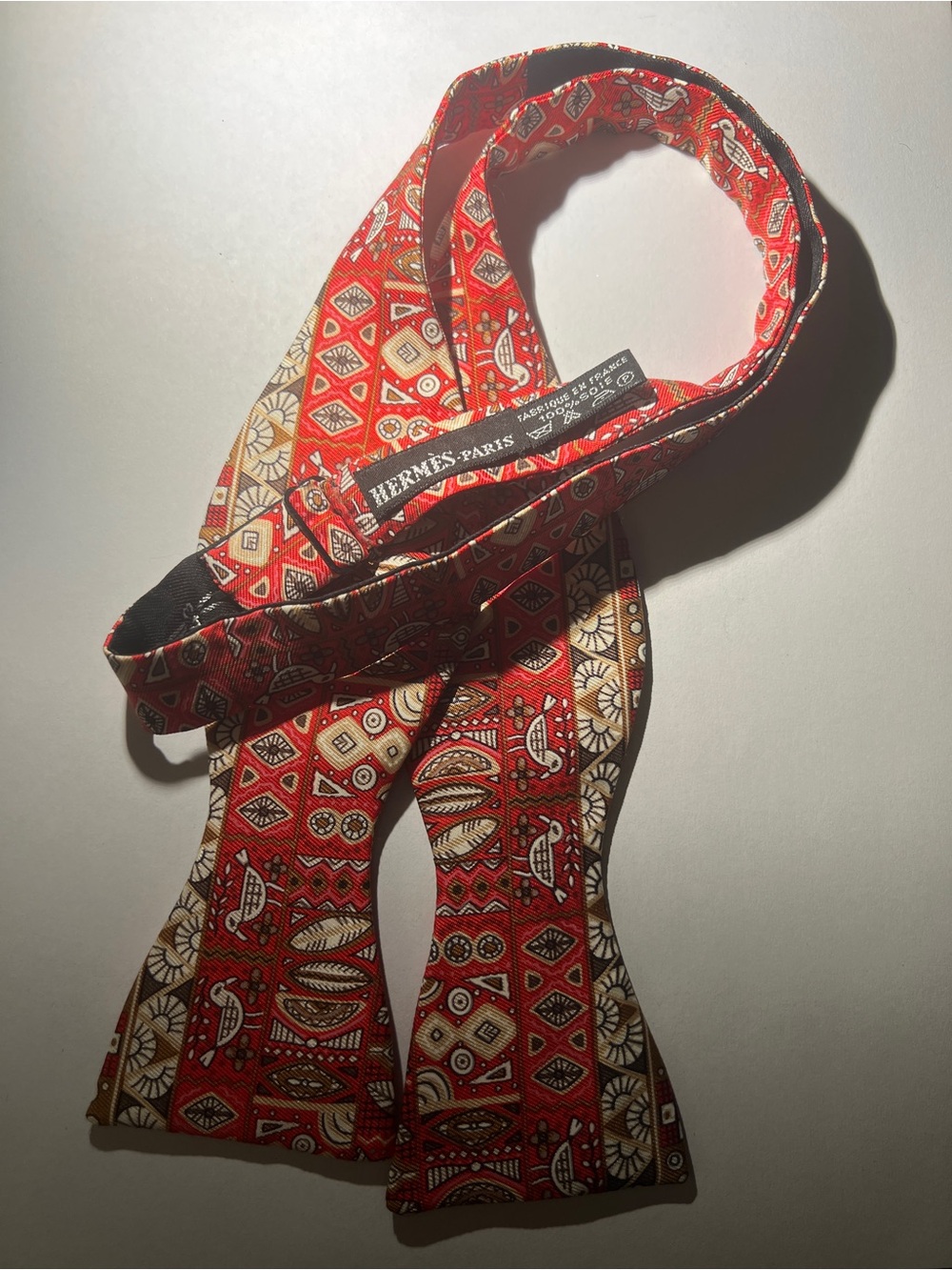 Hermes Paris Silk Bow tie Indian Birds